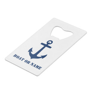 Your Boat or Name Nautical Classic Anchor White Credit Card Bottle Opener