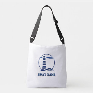 Your Boat or Name Nautical Classic Lighthouse Crossbody Bag