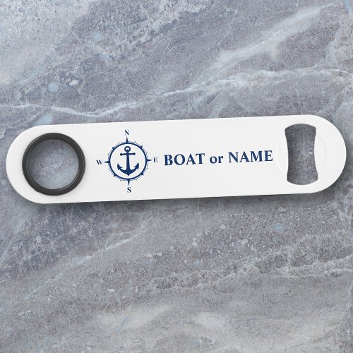 Your Boat or Name Nautical Compass Anchor White Bar Key