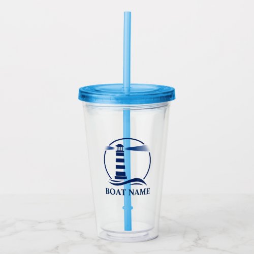 Your Boat or Name Nautical custom Lighthouse Acrylic Tumbler