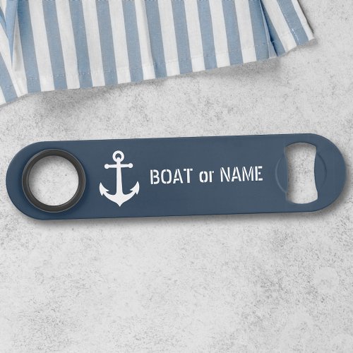Your Boat or Name Nautical Vintage Anchor Blue Bar Key