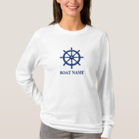 Your Boat or Name & Navy Ships Wheel Helm White