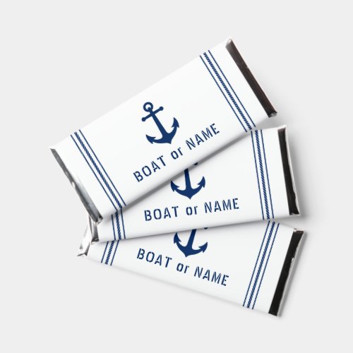 Your Boat Or Name Vintage Anchor White Rope Stripe Hershey Bar Favors