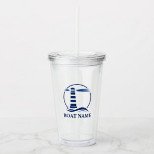 Your Boat or Name With Custom Lighthouse Sippy Acrylic Tumbler