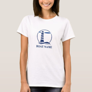 Your Boat or Name with Navy Nautical Lighthouse T-Shirt