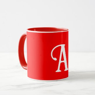  Your bold monogram in bright red  Mug