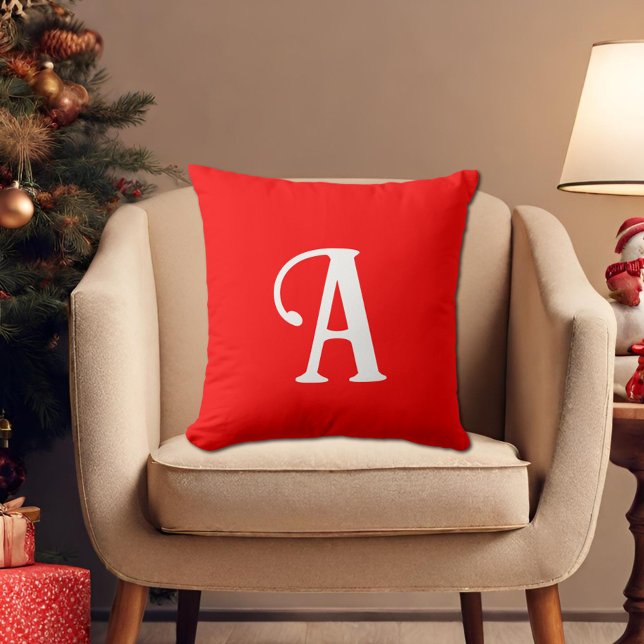  Your bold monogram in bright red   Throw Pillow (Creator Uploaded)
