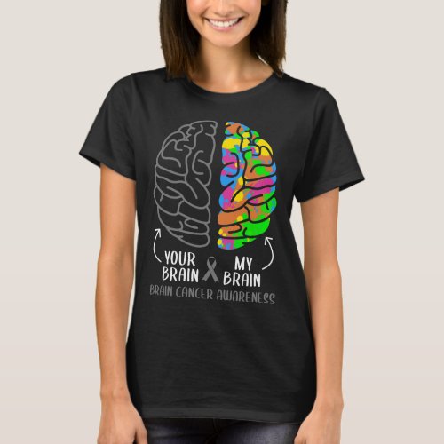 Your Brain My Brain  Brain Tumor Gray Ribbon T_Shirt
