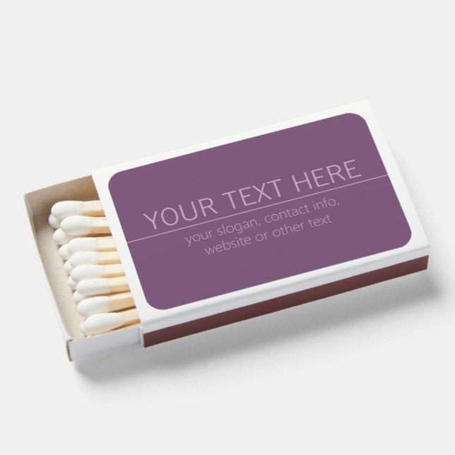 Your Brand/Business Name Etc. Modern Purple Mauve  Matchboxes (Front Open)