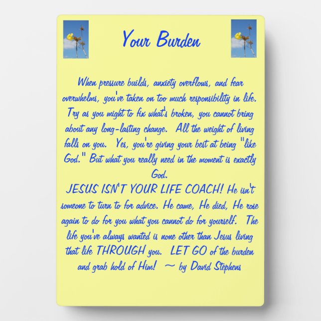 Your Burden Plaque (Front)