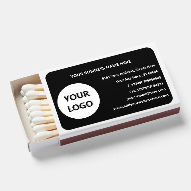 Your Business Card Promotional Matchboxes Template (Front Open)