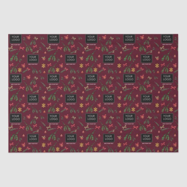 Your Business Company Logo Branded Bordeaux Tissue Paper (Front)