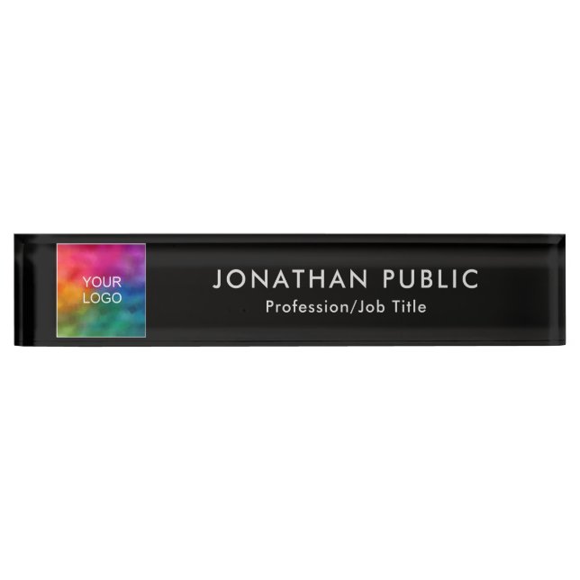 Your Business Company Logo Here Elegant Modern Desk Name Plate (Front)