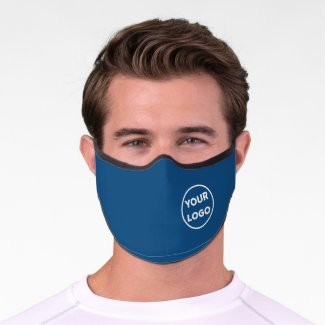 Your Business Company Logo on Blue Premium Face Mask