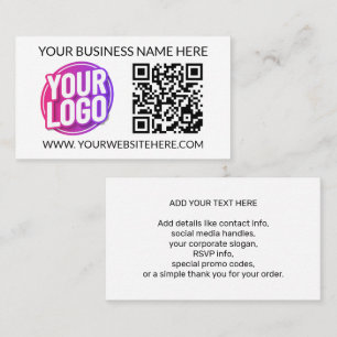 Your Business Company Team Logo & QR Code & Text Business Card