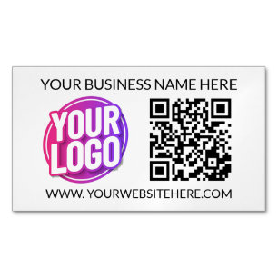 Your Business Company Team Logo & QR Code & Text Business Card Magnet