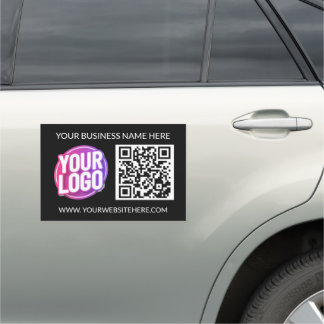 Your Business Company Team Logo & QR Code & Text Car Magnet