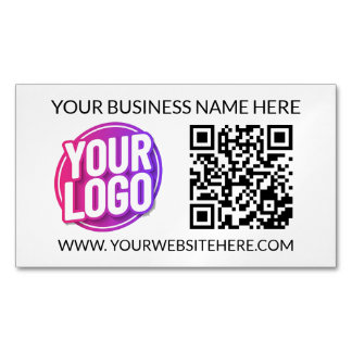 Your Business Company Team Logo & QR Code & Text Card Magnet