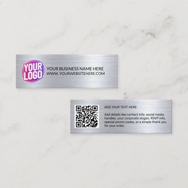 Your Business Company Team Logo & QR Code & Text Mini Business Card (Front/Back)