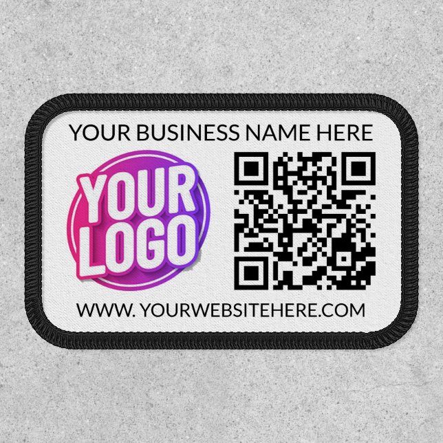 Your Business Company Team Logo & QR Code & Text Patch (Front)