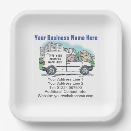 Your Business Details on Square Paper Plates