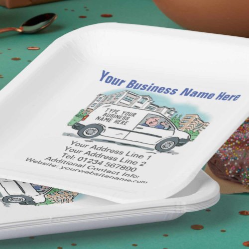 Your Business Details on Square Paper Plates