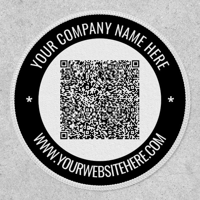 Your Business Info QR Code Branded Patch Example (Front)