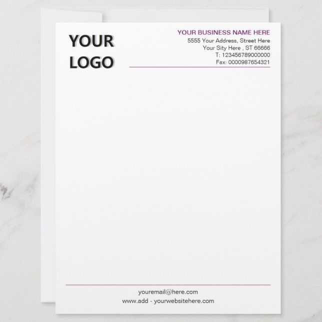 Your Business Letterhead with Logo - Choose Colors (Front)
