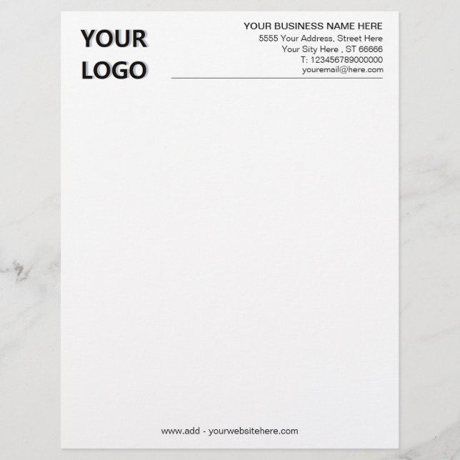 Your Business Letterhead with Logo Name Text Info (Front)