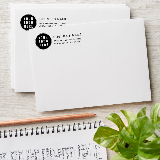 Your Business Logo and Company Return Address Envelope (Stacked)