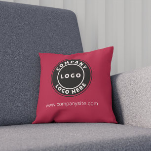 Your Business Logo and Company Website Throw Pillow