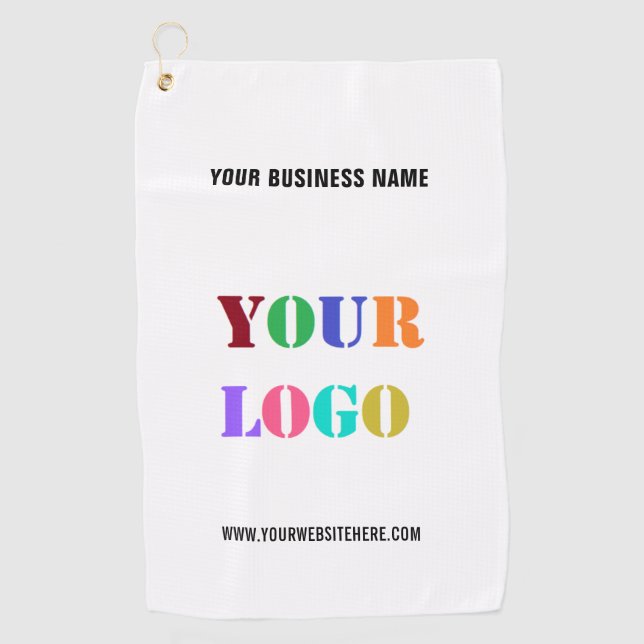 Your Business Logo and Custom Text Golf Towel (Front)
