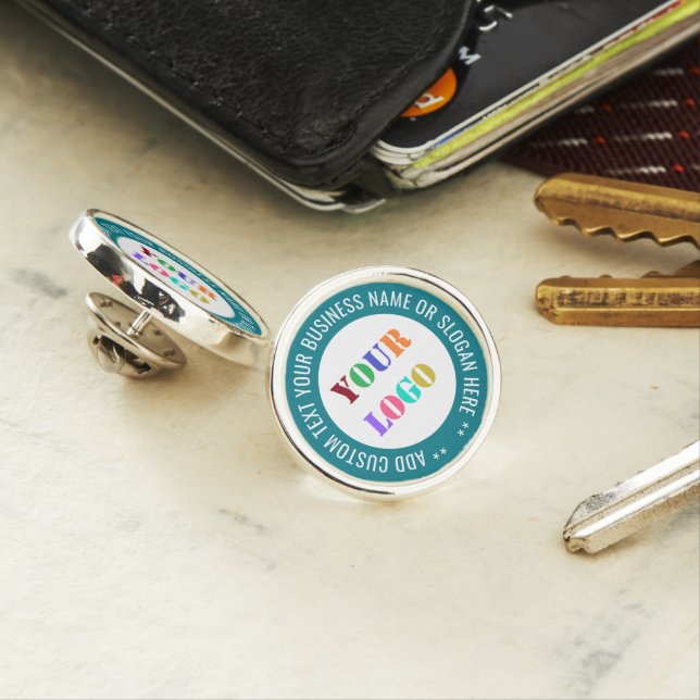Your Business Logo and Custom Text Lapel Pin (In Situ)