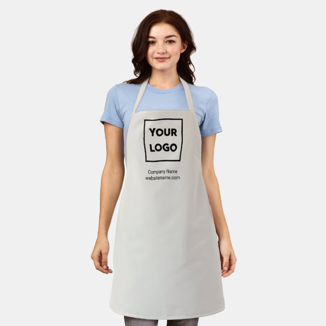 Your Business Logo and Custom Text on Beige Apron (Worn)