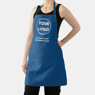 Your Business Logo and Custom Text on Blue Apron