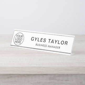 Your Business Logo and Employee Name Custom Desk Name Plate