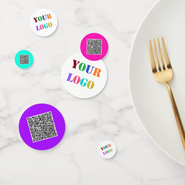 Your Business Logo and QR Code Confetti Template (Group)