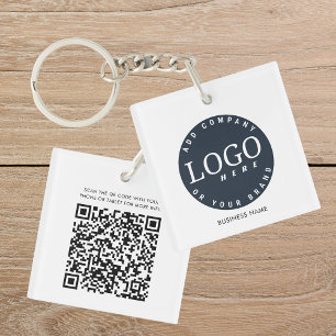 Your Business Logo and QR Code Employees Custom Keychain