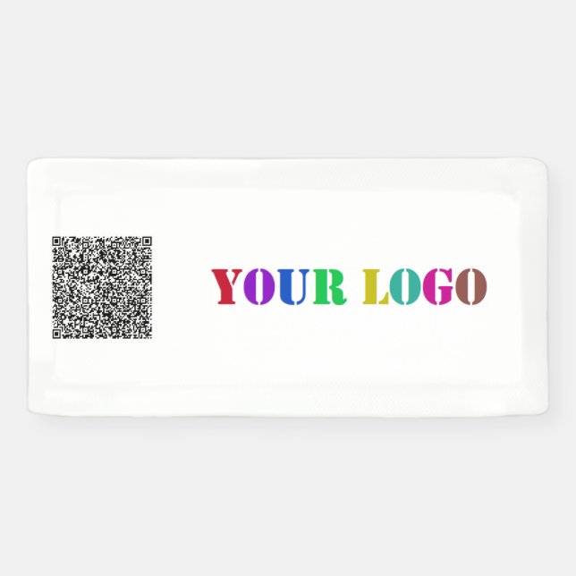 Your Business Logo and QR Code Promotional Banner (Horizontal)