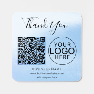 Your Business Logo and QR Code Thank You Square Sticker