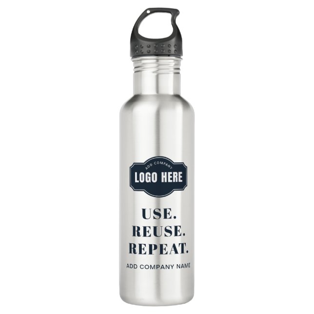 Your Business Logo and Slogan Company Swag Custom Stainless Steel Water Bottle (Front)