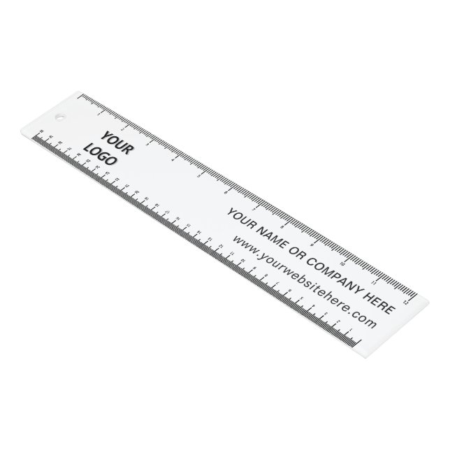 Your Business Logo and Text Branded Ruler Example (Angled)