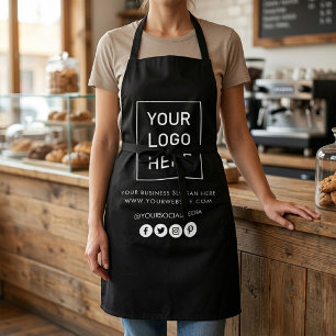 Your Business Logo and Text Company Branded black  Apron