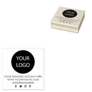 Your Business Logo and Text Company Branded black  Rubber Stamp