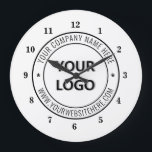 Your Business Logo and Text Company Wall Clock<br><div class="desc">Custom Colors and Fonts - Design Your Own Personalized Wall Clocks with Your Company Logo Name Website or Custom Text Promotional Business Clock / Gift - Add Your Logo - Image or Photo - QR Code / Name - Company / Website - Information / More - Resize and move or...</div>