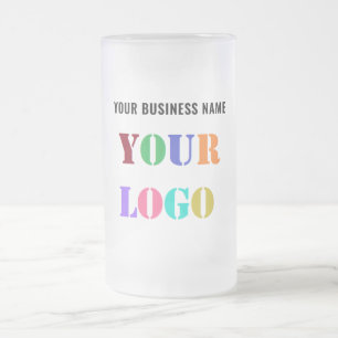 Your Business Logo and Text Frosted Glass Beer Mug