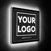 Your Business Logo and Text on Black LED Sign (Angle)