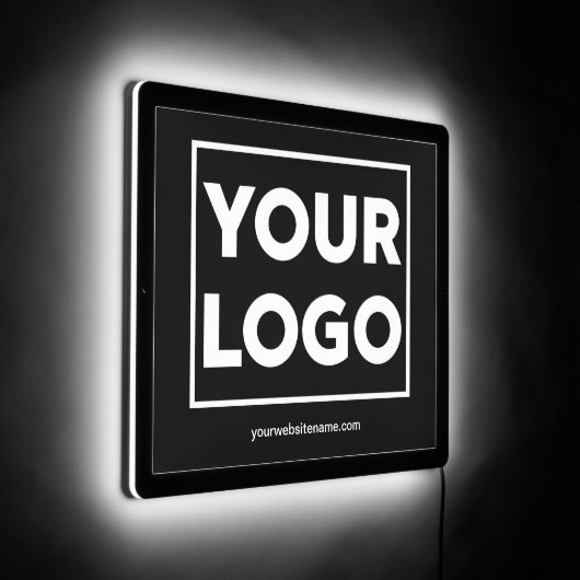 Your Business Logo and Text on Black LED Sign (Angle)