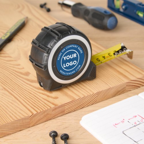 Your Business Logo and Text on Blue Tape Measure
