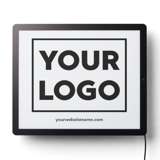 Your Business Logo and Text on White LED Sign (Lights Off)